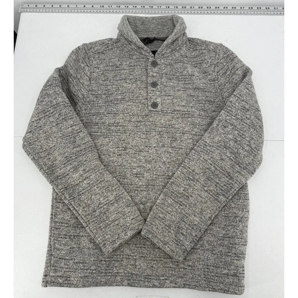 NWT prAna Mens Tri Thermal Threads Henley Top Pockets 3/4 Button Heather Gray